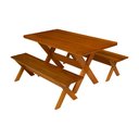 Ver imagem 5 de Conjunto Mesa 1,6m e 2 Bancos Sem Encosto Madeira Maciça Eucalipto:Cerejeira