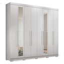 Ver imagem 1 de Guarda Roupa Casal 8 Portas 4 Gavetas Master New com Espelho e Pés Branco Brilho - Santos Andirá