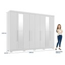 Ver imagem 6 de Guarda Roupa Casal 8 Portas 4 Gavetas Master New com Espelho e Pés Branco Brilho - Santos Andirá