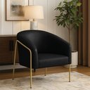 Ver imagem 1 de Poltrona Sala Industrial Alta Dourado Stella Sintético Pu Preto D03 - D’Rossi