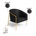 Ver imagem 3 de Poltrona Sala Industrial Alta Dourado Stella Sintético Pu Preto D03 - D’Rossi