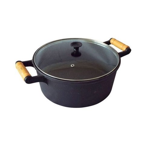 Caçarola de Ferro Fundido 2 Alças Tampa de Vidro - 10,8 Lt