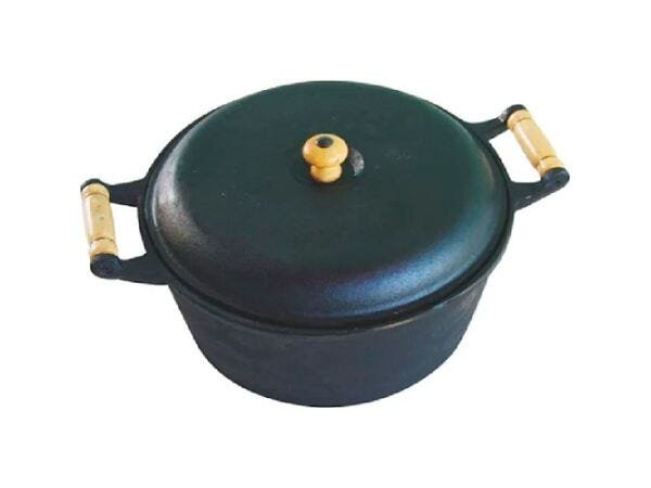 Cacarola de Ferro Fundido 2 Alcas Tampa de Ferro - 10,8 Lt - 1