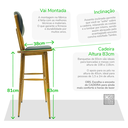 Ver imagem 6 de Kit 4 Cadeiras Altas de Madeira Torneada Estofada - 83cm Preta