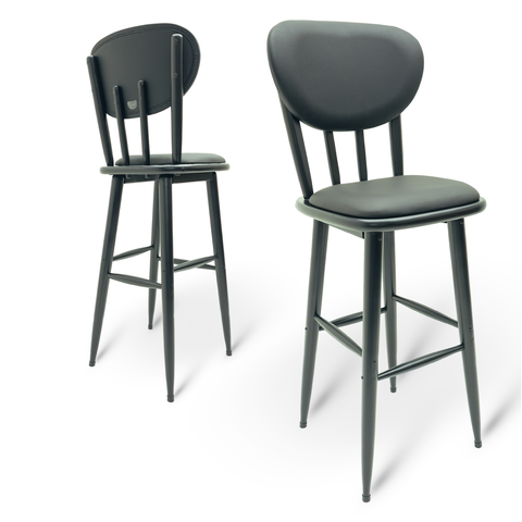 Kit 4 Cadeiras Altas de Madeira Torneada Estofada - 83cm Preta