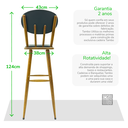 Ver imagem 7 de Kit 4 Cadeiras Altas de Madeira Torneada Estofada - 83cm Preta