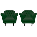 Ver imagem 3 de Kit 2 Poltronas Decorativa Dália Suede Verde Pés Madeira Mz Decor