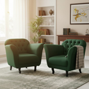 Ver imagem 1 de Kit 2 Poltronas Decorativa Dália Suede Verde Pés Madeira Mz Decor