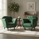 Ver imagem 2 de Kit 2 Poltronas Decorativa Dália Suede Verde Pés Madeira Mz Decor