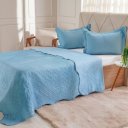 Ver imagem 1 de Kit Cobre Leito Casal Ultra Lisse Lisa New 210x230cm Azul Estonado