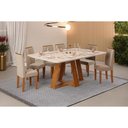 Ver imagem 1 de Conjunto: Mesa Sala Jantar Celeste C/ Tampo Madeirado C/ Vidro Retangular 160x90cm e 6 Cadeiras Zoe