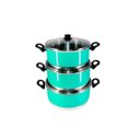 Ver imagem 1 de Jogo Panelas Grande (jogão) Verde Água Alumínio 3 Peças - Verde