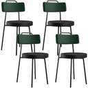 Ver imagem 1 de Kit 04 Cadeiras Estofada Para Sala Jantar Barcelona L02 Facto Verde Musgo Couríssimo Preto - Lyam