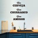 Ver imagem 4 de Adesivo de Parede Frase Cerveja Churrasco e Amigos Decoração Bar Kanto Store Preto