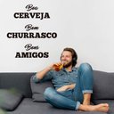 Ver imagem 1 de Adesivo de Parede Frase Cerveja Churrasco e Amigos Decoração Bar Kanto Store Preto