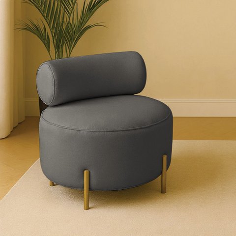 Poltrona Sala Ilha Orgânica Éden Pé Aço Lateral Dourado Bouclê Grafite E03 - D’Rossi