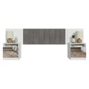 Ver imagem 5 de Cabeceira Extensível Estofada com 2 Mesas de Cabeceira Espelhadas Branco/Silver Madesa