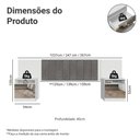 Ver imagem 3 de Cabeceira Extensível Estofada com 2 Mesas de Cabeceira Espelhadas Branco/Silver Madesa