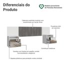 Ver imagem 4 de Cabeceira Extensível Estofada com 2 Mesas de Cabeceira Espelhadas Branco/Silver Madesa