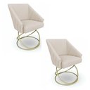 Ver imagem 1 de Kit 2 Poltronas Luxo Alana Linho Base Luxo Dourado - Pallazio Cor:Bege