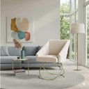 Ver imagem 3 de Kit 2 Poltronas Luxo Alana Linho Base Luxo Dourado - Pallazio Cor:Bege