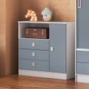 Ver imagem 1 de Cômoda de Bebê 3 Gavetas 1 Porta 1360 Baby Azul/Branco