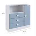 Ver imagem 3 de Cômoda de Bebê 3 Gavetas 1 Porta 1360 Baby Azul/Branco