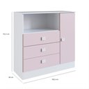 Ver imagem 3 de Cômoda de Bebê 3 Gavetas 1 Porta 1360 Baby Rosa/Branco