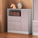 Ver imagem 1 de Cômoda de Bebê 3 Gavetas 1 Porta 1360 Baby Rosa/Branco