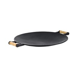 Chapa Disco Côncava Picanheira Em Ferro E Alça Madeira 35 Cm - 1