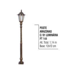 Poste Amazonas Para Jardim De Alumínio 01 Luminária 1,14m - 2