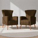 Ver imagem 1 de Kit 2 Poltronas Estofada Melinda Sala Recepção Suede:Marrom/Liso
