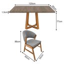 Ver imagem 4 de Mesa Restaurante Isabela 1,2m Freijó Pés Cerejeira 4 Cadeiras Débora Bar Pizzaria - Cinza Linho