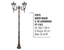 Ver imagem 2 de Poste Colonial Madri para Jardim Alumínio 02 Luminária 1,71m