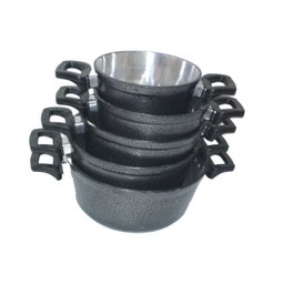 Jogo Panelas Tampa Vidro Alumínio Batido Cinza Craqueado - 1