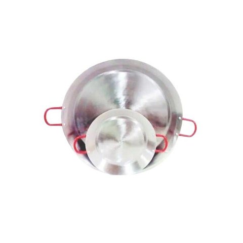 Paellera Tacho Aço Inox 2mm 1,5 Litros 25cm Alça Vermelha
