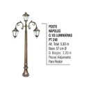 Ver imagem 2 de Poste Nápoles para Jardim de Alumínio 03 Luminárias 5,83M