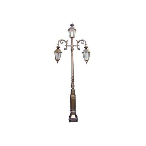 Poste Colonial Paris para Jardim Alumínio 03 Luminária 3,45m