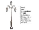 Ver imagem 2 de Poste Colonial Paris para Jardim Alumínio 03 Luminária 3,45m