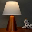 Ver imagem 2 de Luminária de Mesa Abajur Cone Cobre Alumínio Bivolt com Cúpula Tecido Algodão