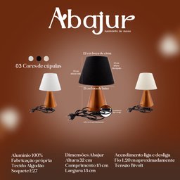 Abajur Luminária de Mesa Cone Cobre com Cúpula de Algodão Branco P Sala, Cama, Quarto e Cabeceira - 6