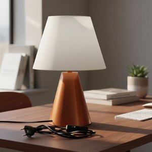 Abajur Luminária de Mesa Cone Cobre e Cúpula Branco para Sala, Cama, Quarto e Cabeceira, Escritório