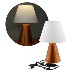 Abajur Luminária de Mesa Cone Cobre e Cúpula Branco para Sala, Cama, Quarto e Cabeceira, Escritório - 2