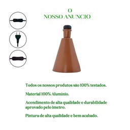 Abajur Luminária de Mesa Cone Cobre com Cúpula de Algodão Branco P Sala, Cama, Quarto e Cabeceira - 4