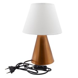 Abajur Luminária de Mesa Cone Cobre com Cúpula de Algodão Branco P Sala, Cama, Quarto e Cabeceira - 2