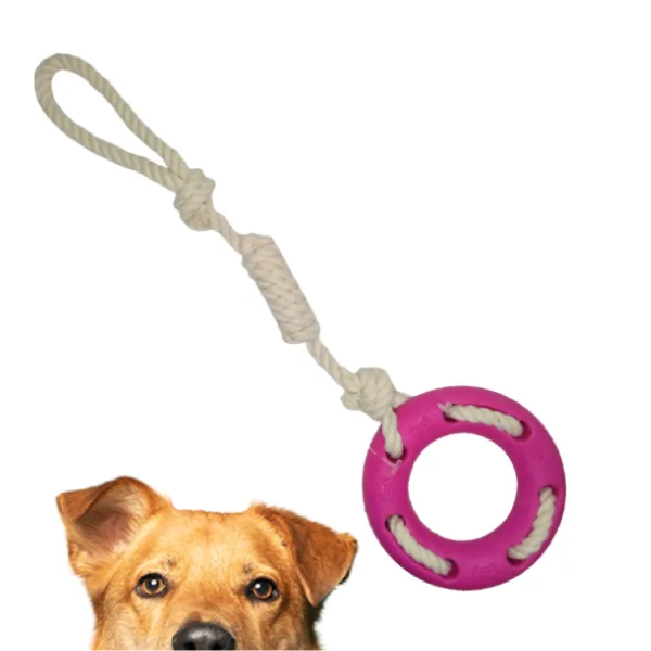 Brinquedo Mordedor de Corda Laço para Cachorro: Rosa