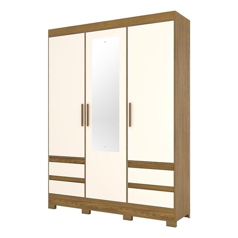 Guarda Roupa Casal B55 Nature Off White com Espelho – Briz Móveis