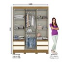 Ver imagem 3 de Guarda Roupa Casal B55 Nature Off White com Espelho – Briz Móveis