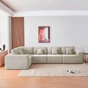 Ver imagem 2 de Kit Sofá Modular 5 Lugares Moderno Curvo Orgânico Adapt Linho Bege