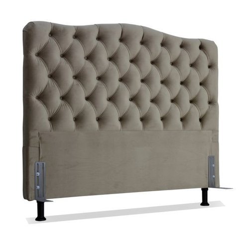 Cabeceira de Cama Box Casal 138 Cm Dunas Casavezi Suede Veludo Marrom Claro